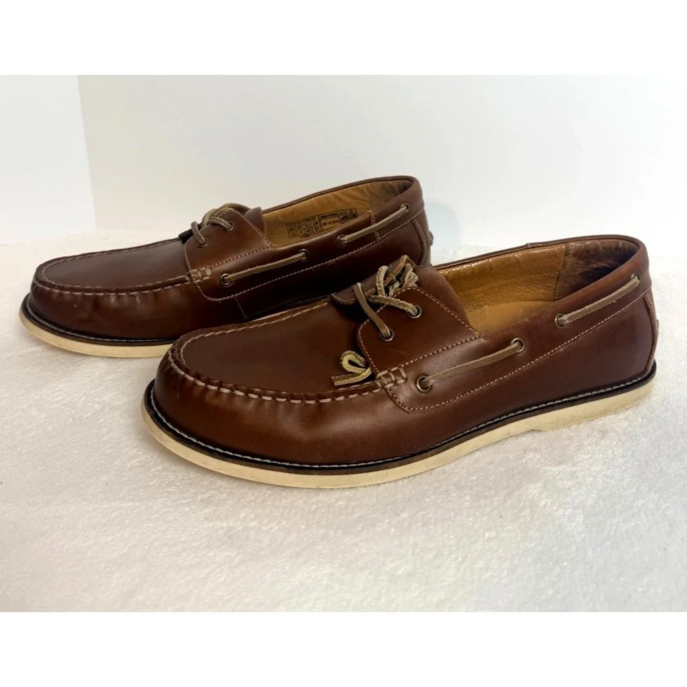 Vionic Men's Brown Leather Boat Shoes Loafers Comfort Casual Size 12